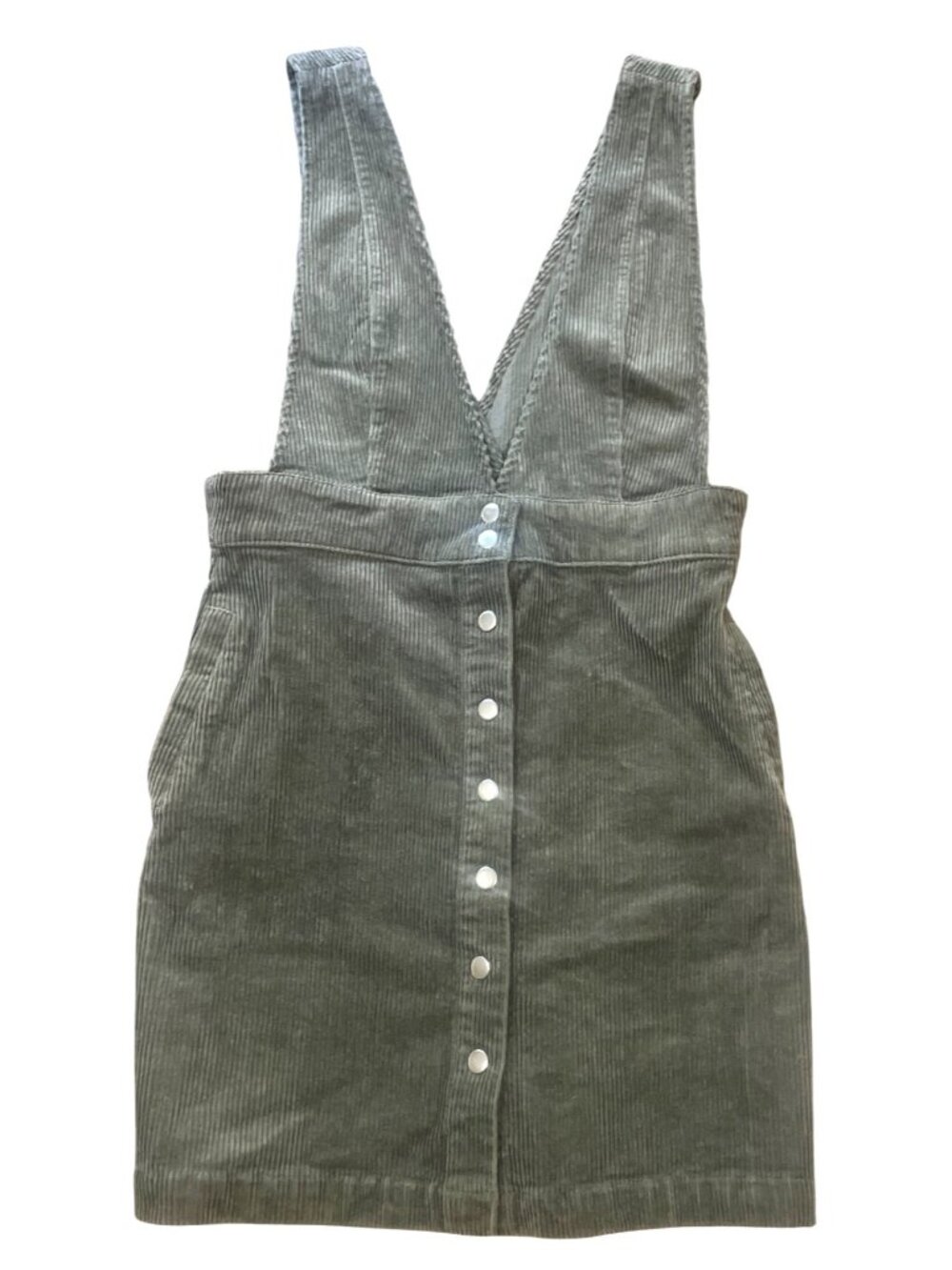 Forever 21 Womens Corduroy Olive Green Overall Dress Size L Preppy 90s Retro - Picture 3 of 6